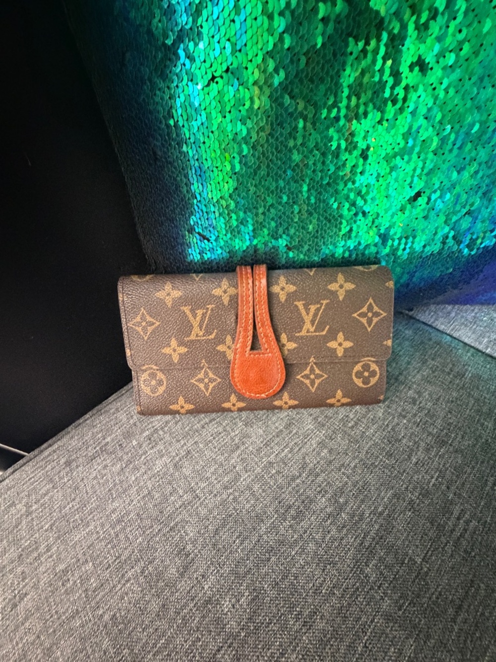 Louis Vuitton Monogram Long Wallet Brown Canvas Leather Made in France